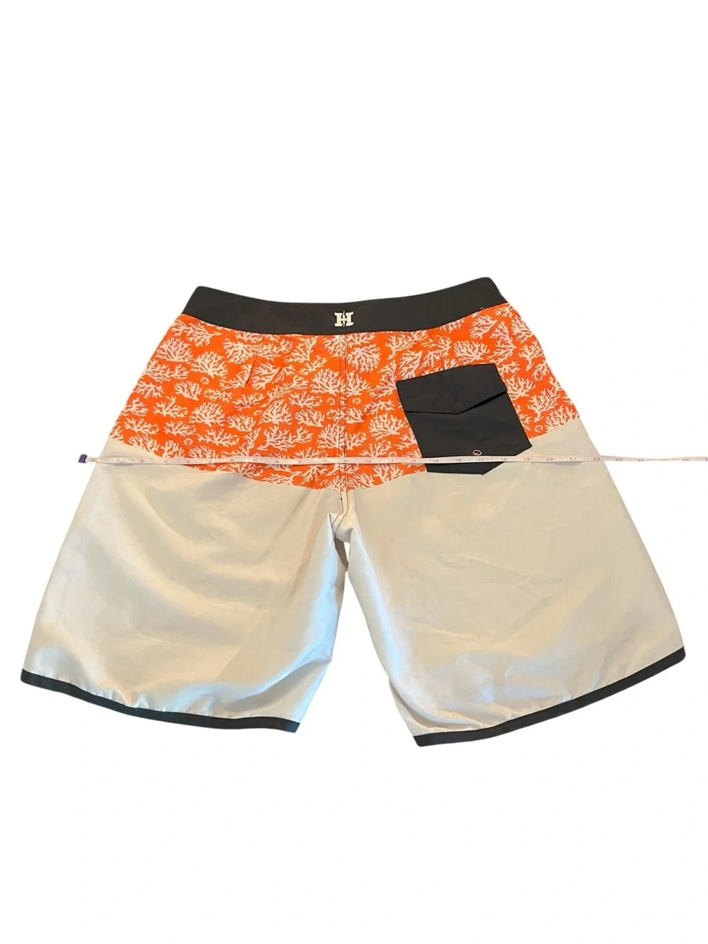 Howler Bros.  Men's Orange and Cream Coral Pattern Board Shorts